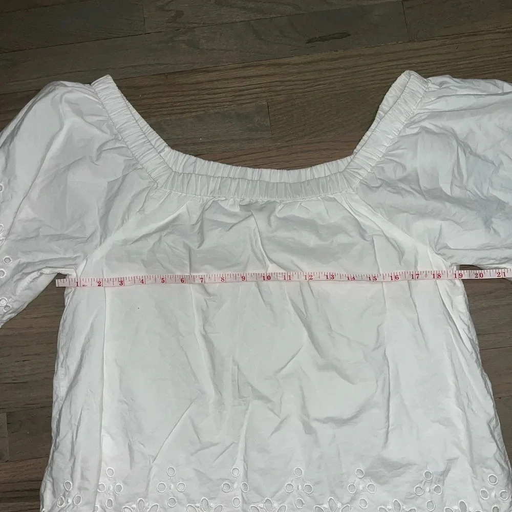 Vineyard Vines Eyelet Top Size XS White Lined Peasant Boho Summer Vacation - Picture 7 of 9